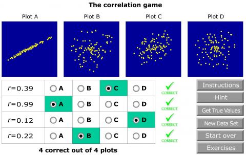 Screenshot of the correlation guessing game